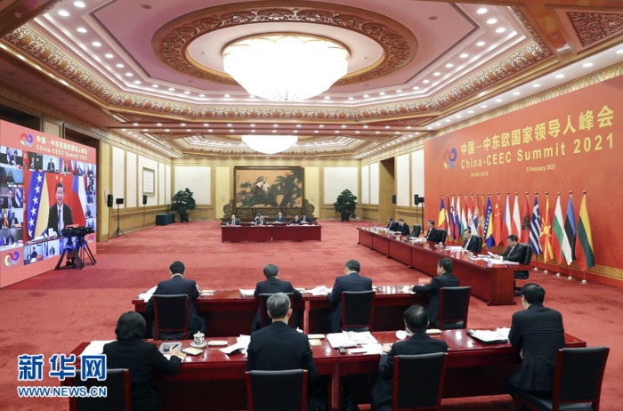 2月9日，国家主席习近平在北京以视频方式主持中国－中东欧国家领导人峰会，并发表题为《凝心聚力，继往开来　携手共谱合作新篇章》的主旨讲话。新华社记者刘卫兵 摄