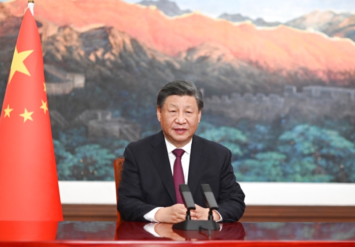 1月24日，拉美和加勒比国家共同体第七届峰会在阿根廷首都布宜诺斯艾利斯举行。应拉共体轮值主席国阿根廷总统费尔南德斯邀请，国家主席习近平向峰会作视频致辞。新华社记者 李学仁 摄
